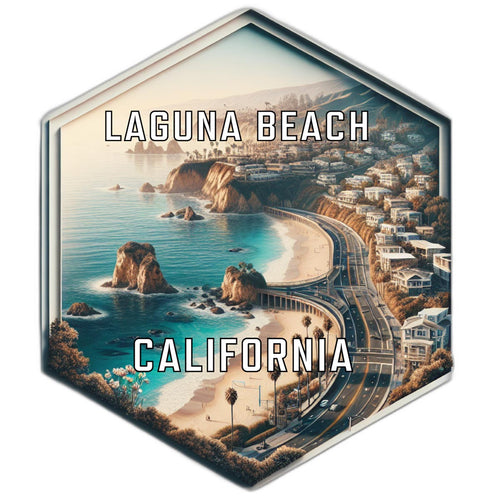 Laguna Beach California Souvenir Travel Destination Die Cut Hexagon Fridge Magnet 6-Inch