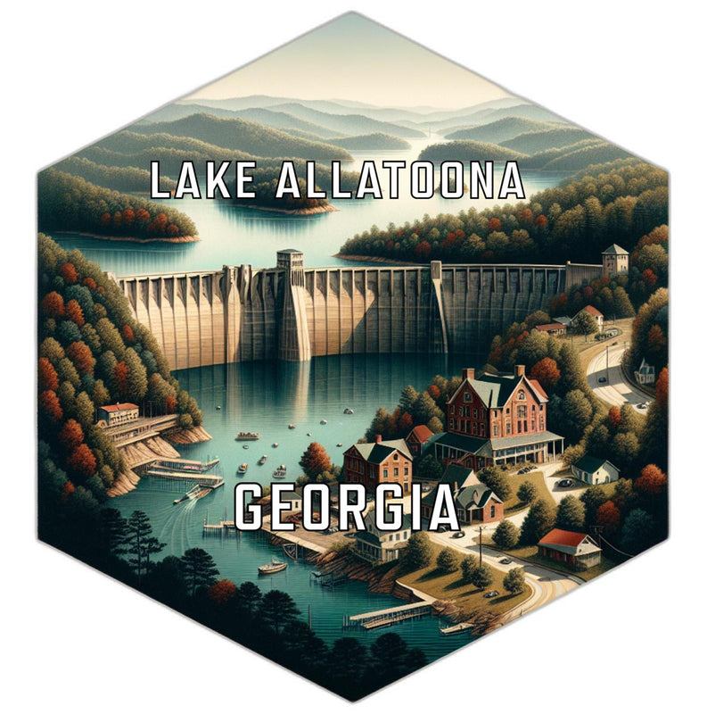 Lake Allatoona Georgia Souvenir Travel Destination Die Cut Hexagon Fridge Magnet 2-Inch