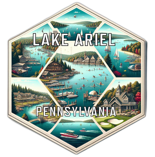 Lake Ariel Pennsylvania Souvenir Travel Destination Die Cut Hexagon Fridge Magnet 2-Inch