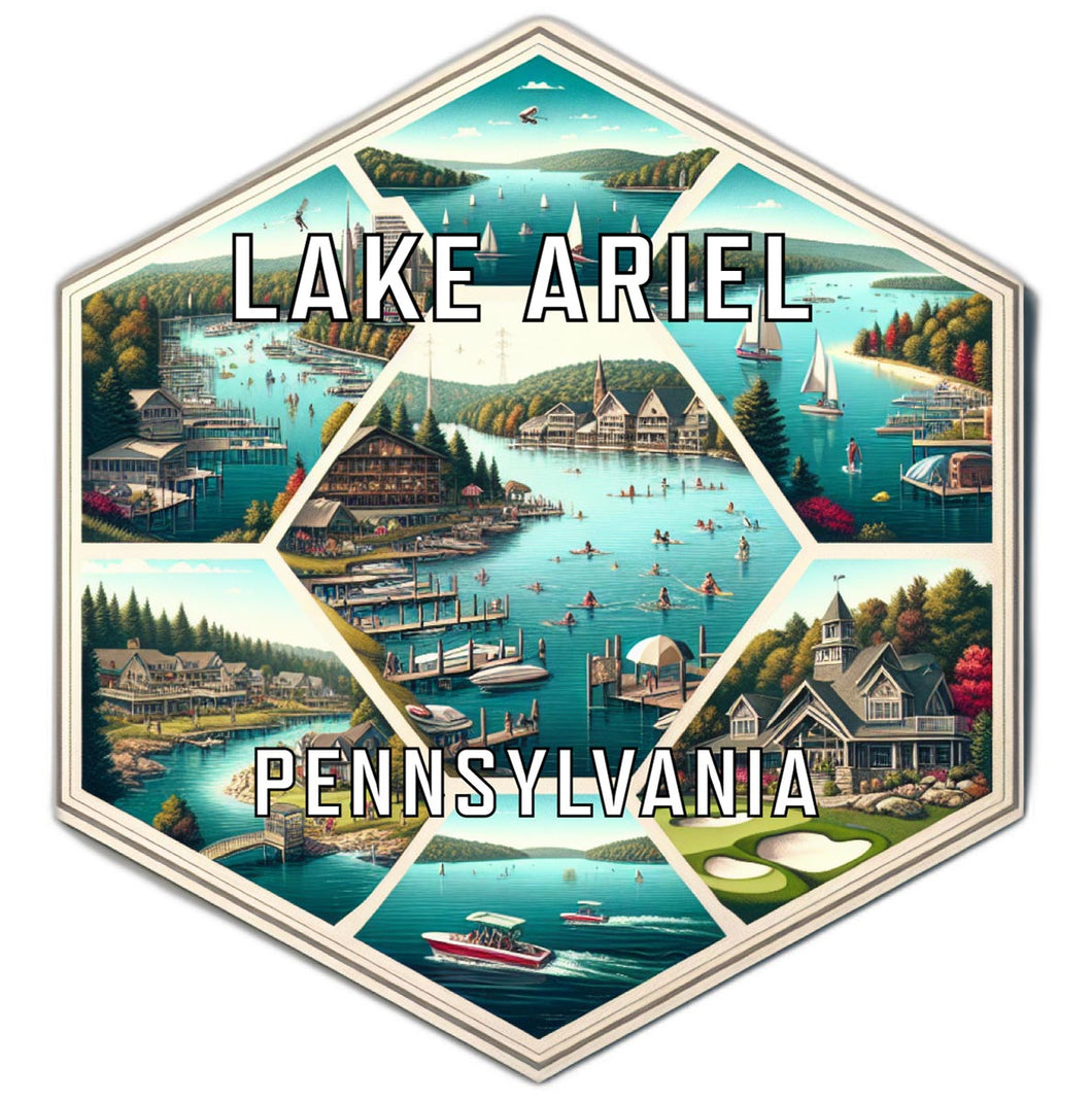 Lake Ariel Pennsylvania Souvenir Travel Destination Die Cut Hexagon Fridge Magnet 2-Inch