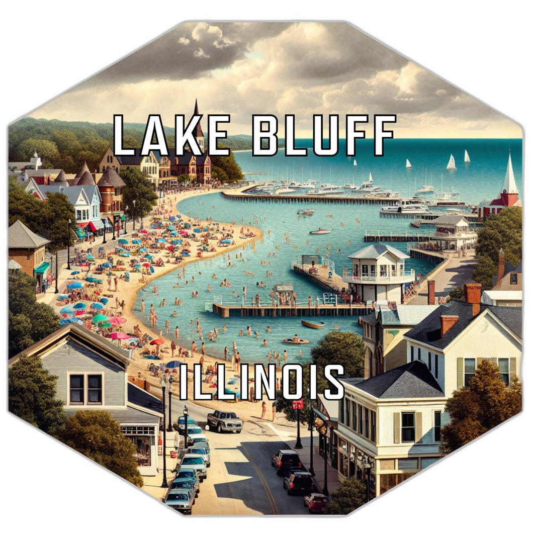 Lake Bluff Illinois Souvenir Travel Destination Die Cut Hexagon Fridge Magnet 2-Inch