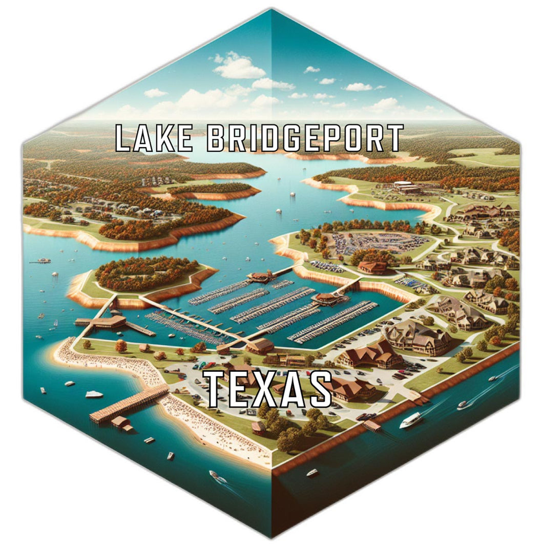 Lake Bridgeport Texas Souvenir Travel Destination Die Cut Hexagon Fridge Magnet 2-Inch