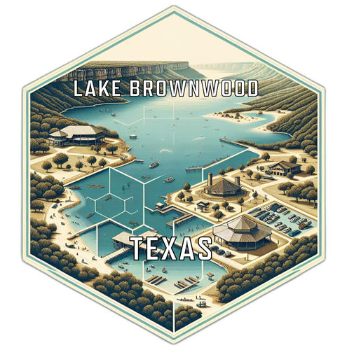 Lake Brownwood Texas Souvenir Travel Destination Die Cut Hexagon Fridge Magnet 2-Inch