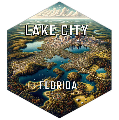 Lake City Florida Souvenir Travel Destination Die Cut Hexagon Fridge Magnet 2-Inch
