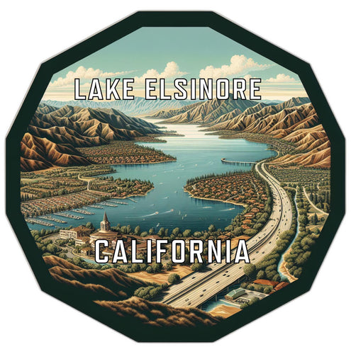 Lake Elsinore California Souvenir Travel Destination Die Cut Hexagon Fridge Magnet 6-Inch