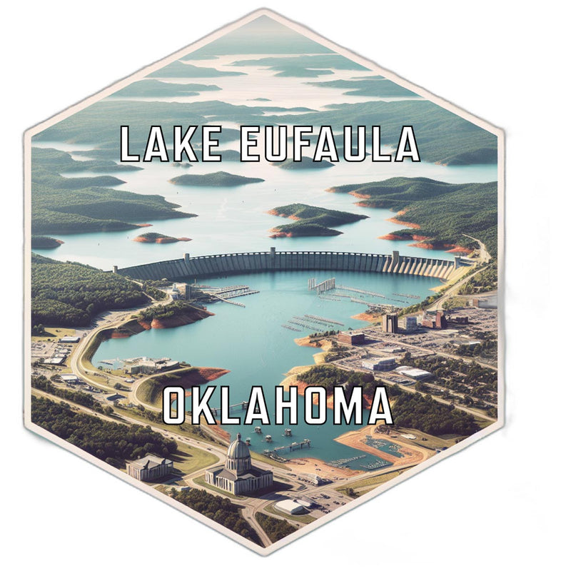 Lake Eufaula Oklahoma Souvenir Travel Destination Die Cut Hexagon Fridge Magnet 4-Inch