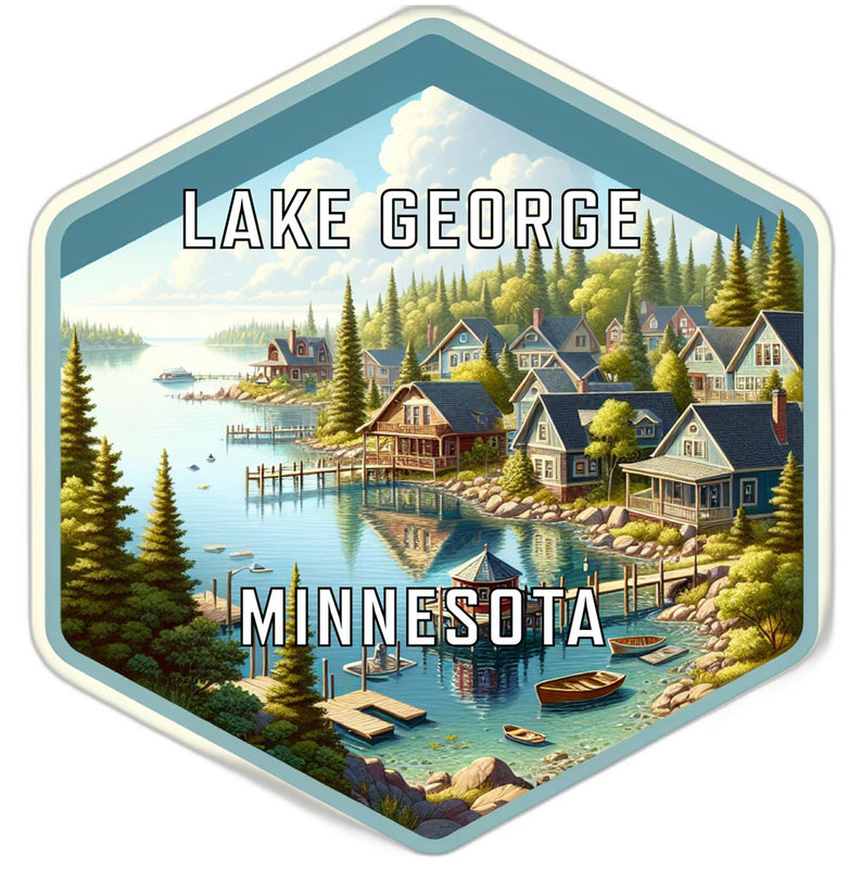 Lake George Minnesota Souvenir Travel Destination Die Cut Hexagon Fridge Magnet 6-Inch