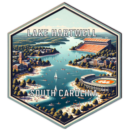Lake Hartwell South Carolina Souvenir Travel Destination Die Cut Hexagon Fridge Magnet 6-Inch