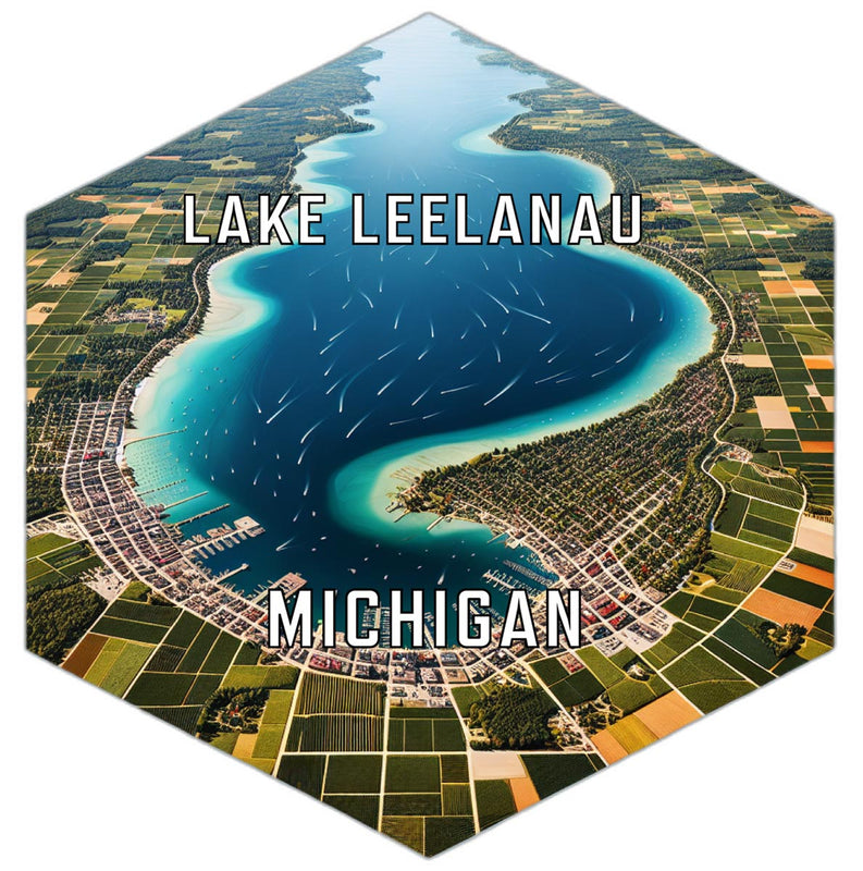 Lake Leelanau Michigan Souvenir Travel Destination Die Cut Hexagon Fridge Magnet 2-Inch