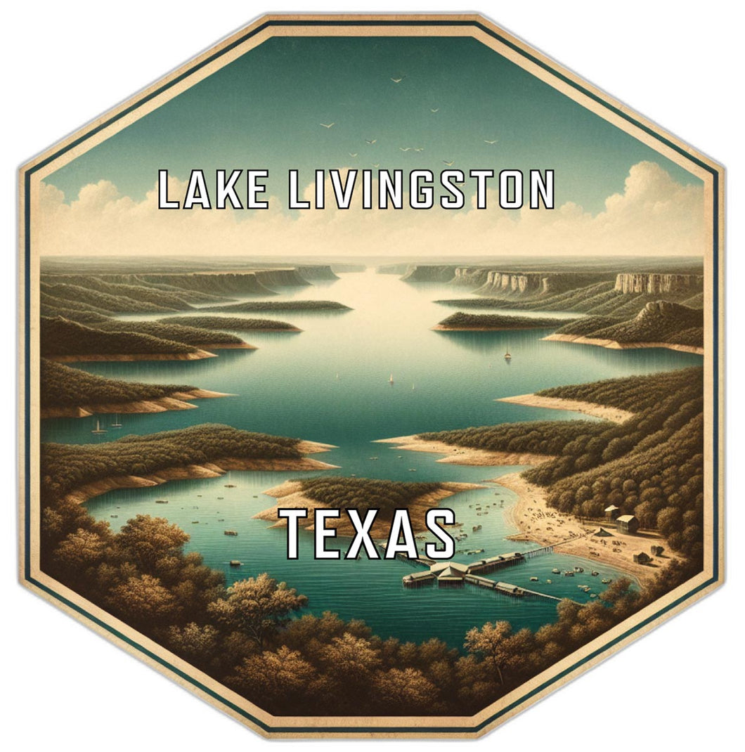 Lake Livingston Texas Souvenir Travel Destination Die Cut Hexagon Fridge Magnet 2-Inch
