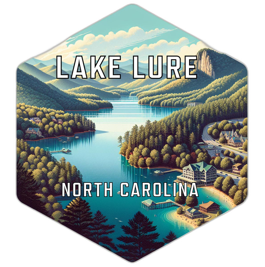 Lake Lure North Carolina Souvenir Travel Destination Die Cut Hexagon Fridge Magnet 2-Inch