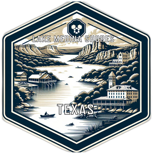 Lake Medina Shores Texas Souvenir Travel Destination Die Cut Hexagon Fridge Magnet 2-Inch