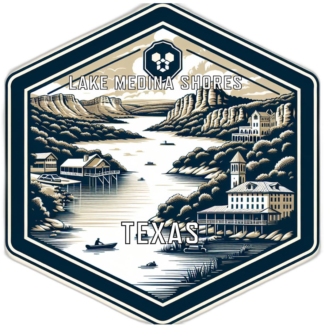 Lake Medina Shores Texas Souvenir Travel Destination Die Cut Hexagon Fridge Magnet 2-Inch