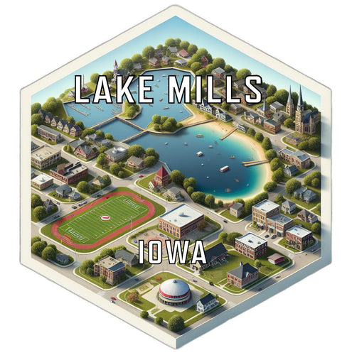 Lake Mills Iowa Travel Destination Souvenir Vinyl Decal Sticker 6-Inch