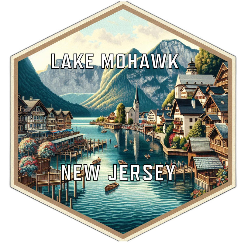 Lake Mohawk New Jersey Souvenir Travel Destination Die Cut Hexagon Fridge Magnet 2-Inch