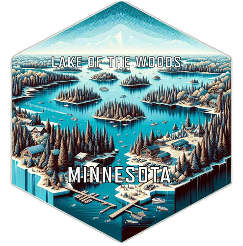 Lake Of The Woods Minnesota Souvenir Travel Destination Die Cut Hexagon Fridge Magnet 2-Inch
