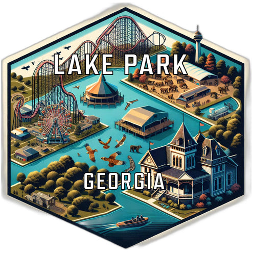 Lake Park Georgia Souvenir Travel Destination Die Cut Hexagon Fridge Magnet 2-Inch