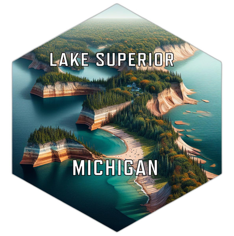 Lake Superior Michigan Souvenir Travel Destination Die Cut Hexagon Fridge Magnet 2-Inch