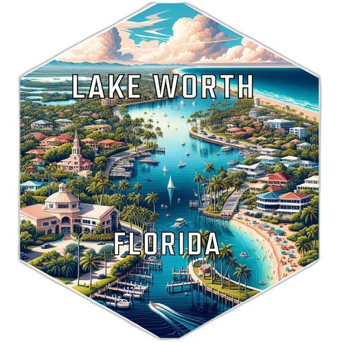 Lake Worth Florida Souvenir Travel Destination Die Cut Hexagon Fridge Magnet 2-Inch