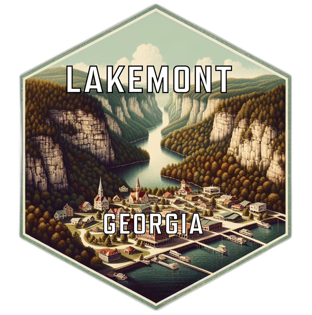 Lakemont Georgia Souvenir Travel Destination Die Cut Hexagon Fridge Magnet 2-Inch