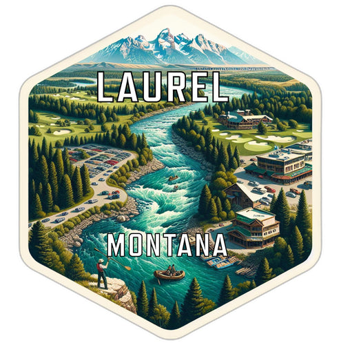 Laurel Montana Souvenir Travel Destination Die Cut Hexagon Fridge Magnet 6-Inch