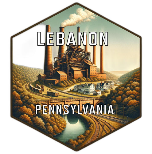 Lebanon Pennsylvania Souvenir Travel Destination Die Cut Hexagon Fridge Magnet 6-Inch