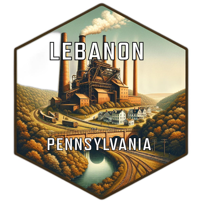 Lebanon Pennsylvania Souvenir Travel Destination Die Cut Hexagon Fridge Magnet 6-Inch