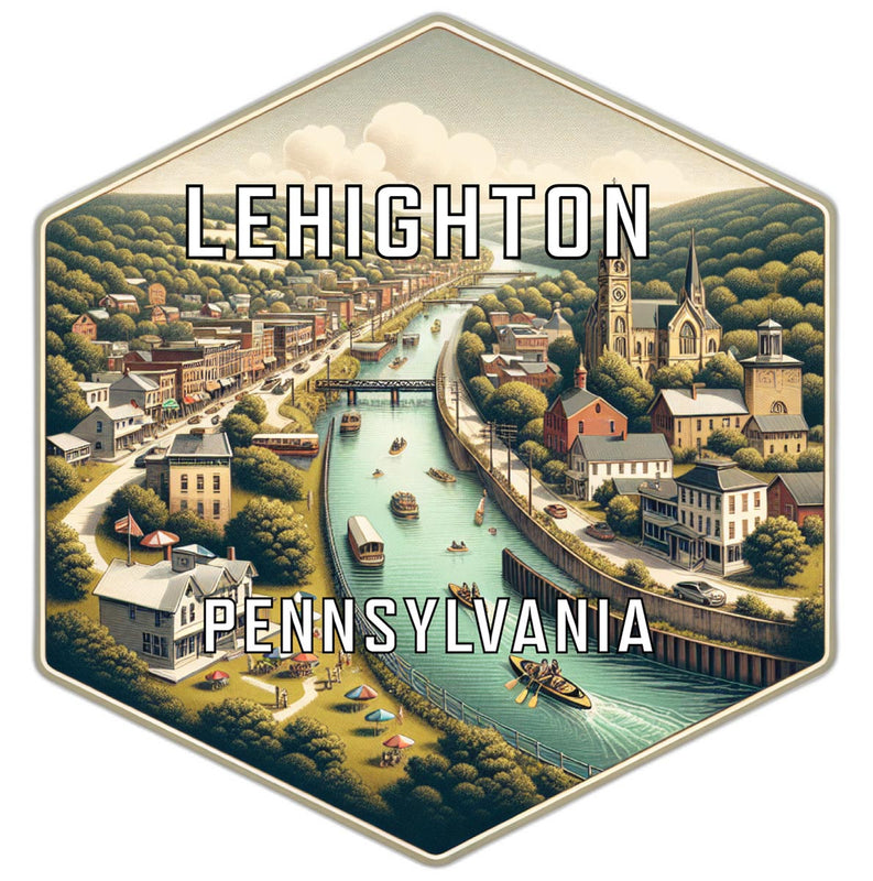 Lehighton Pennsylvania Souvenir Travel Destination Die Cut Hexagon Fridge Magnet 2-Inch