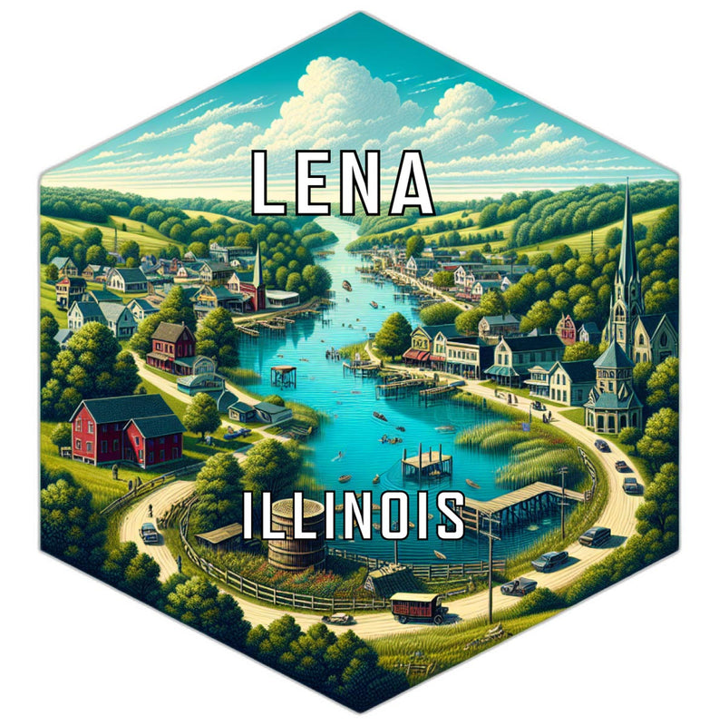 Lena Illinois Souvenir Travel Destination Die Cut Hexagon Fridge Magnet 2-Inch