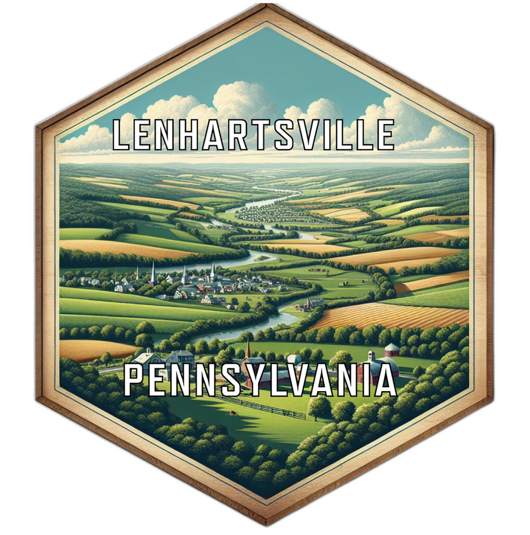 Lenhartsville Pennsylvania Souvenir Travel Destination Die Cut Hexagon Fridge Magnet 6-Inch