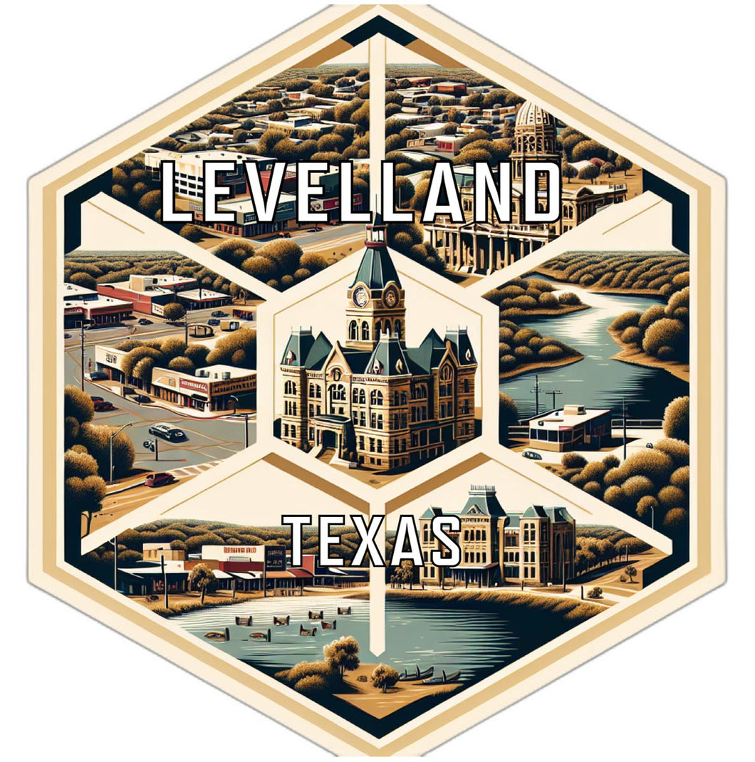 Levelland Texas Souvenir Travel Destination Die Cut Hexagon Fridge Magnet 6-Inch