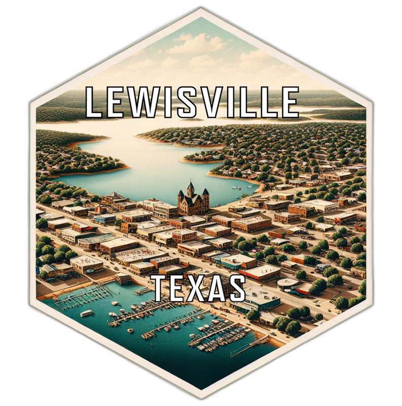 Lewisville Texas Souvenir Travel Destination Die Cut Hexagon Fridge Magnet 2-Inch