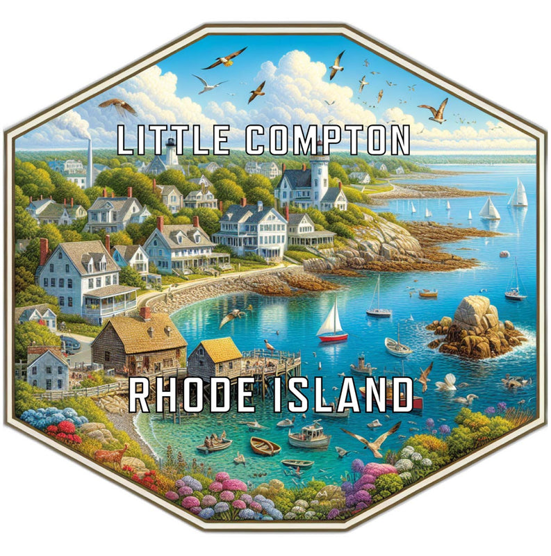 Little Compton Rhode Island Souvenir Travel Destination Die Cut Hexagon Fridge Magnet 2-Inch