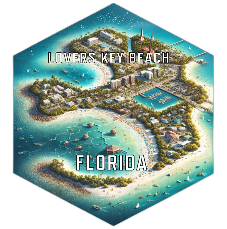Lovers Key Beach Florida Souvenir Travel Destination Die Cut Hexagon Fridge Magnet 2-Inch