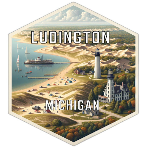 Ludington Michigan Travel Destination Souvenir Vinyl Decal Sticker 2-Inch
