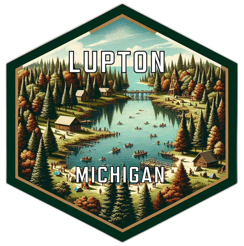 Lupton Michigan Souvenir Travel Destination Die Cut Hexagon Fridge Magnet 2-Inch