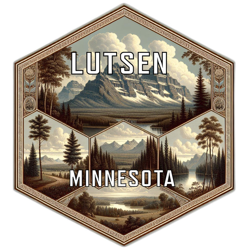 Lutsen Minnesota Souvenir Travel Destination Die Cut Hexagon Fridge Magnet 2-Inch