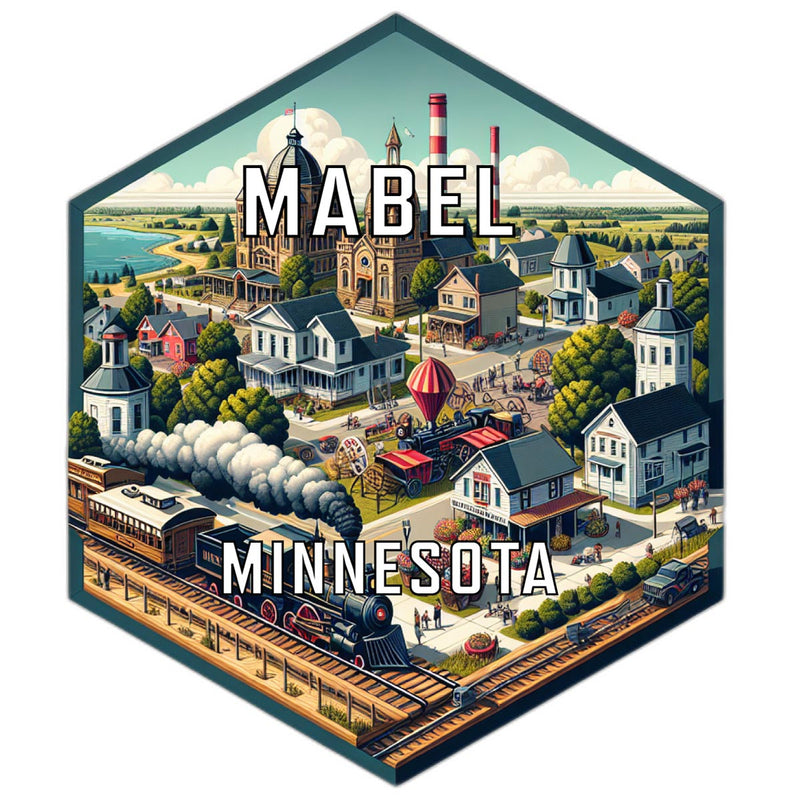 Mabel Minnesota Souvenir Travel Destination Die Cut Hexagon Fridge Magnet 2-Inch
