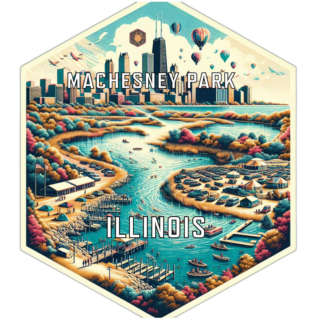 Machesney Park Illinois Souvenir Travel Destination Die Cut Hexagon Fridge Magnet 6-Inch