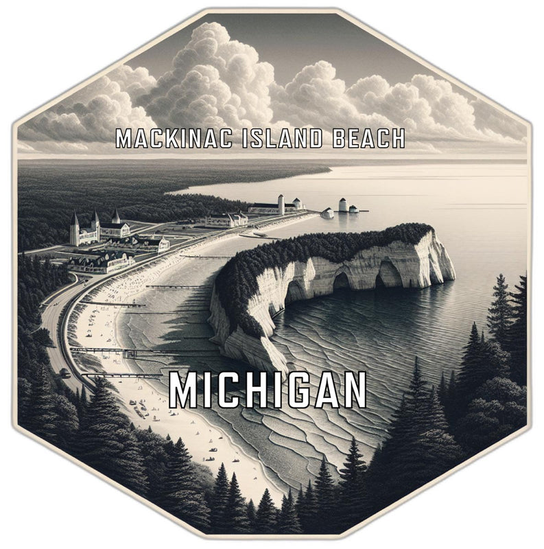 Mackinac Island Beach Michigan Souvenir Travel Destination Die Cut Hexagon Fridge Magnet 2-Inch