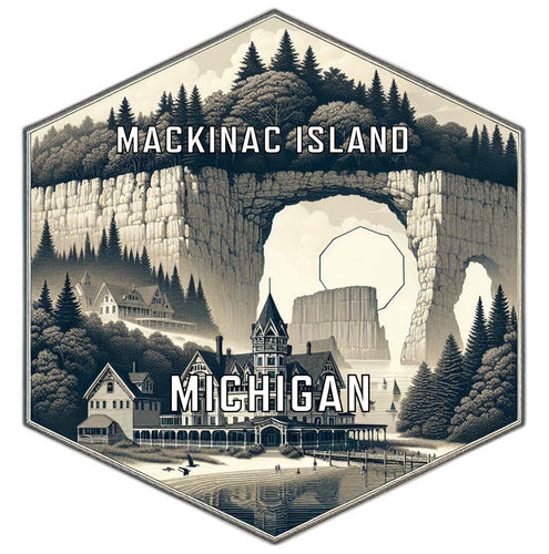 Mackinac Island Michigan Souvenir Travel Destination Die Cut Hexagon Fridge Magnet 6-Inch