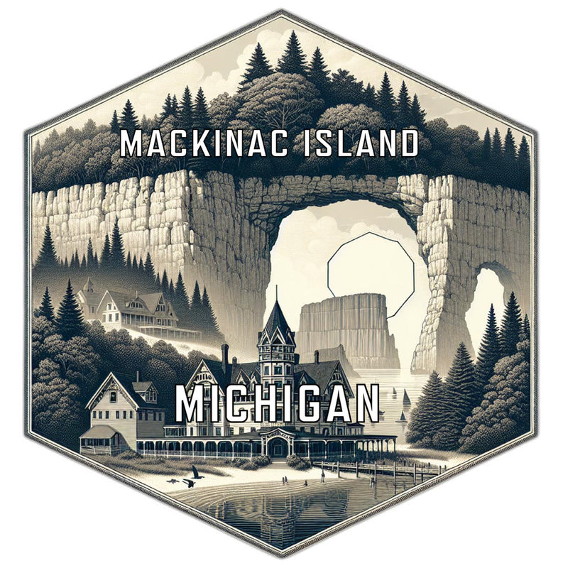 Mackinac Island Michigan Souvenir Travel Destination Die Cut Hexagon Fridge Magnet 6-Inch