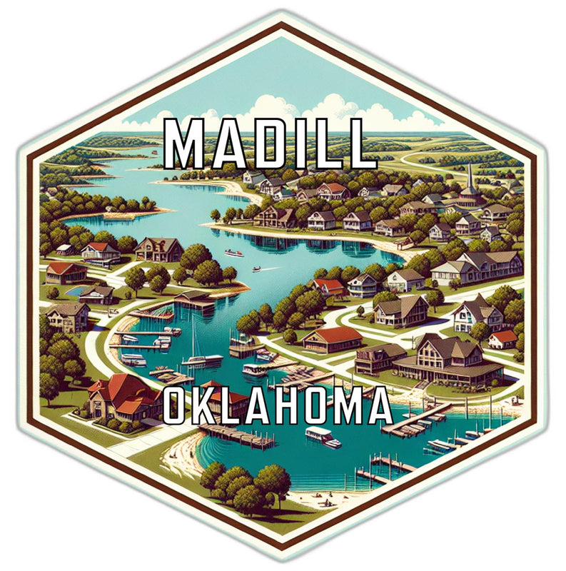 Madill Oklahoma Souvenir Travel Destination Die Cut Hexagon Fridge Magnet 6-Inch