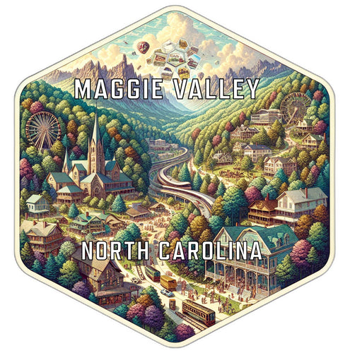 Maggie Valley North Carolina Souvenir Travel Destination Die Cut Hexagon Fridge Magnet 6-Inch