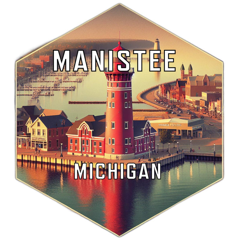 Manistee Michigan Souvenir Travel Destination Die Cut Hexagon Fridge Magnet 2-Inch