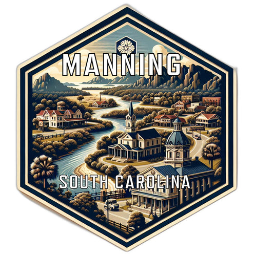 Manning South Carolina Souvenir Travel Destination Die Cut Hexagon Fridge Magnet 6-Inch