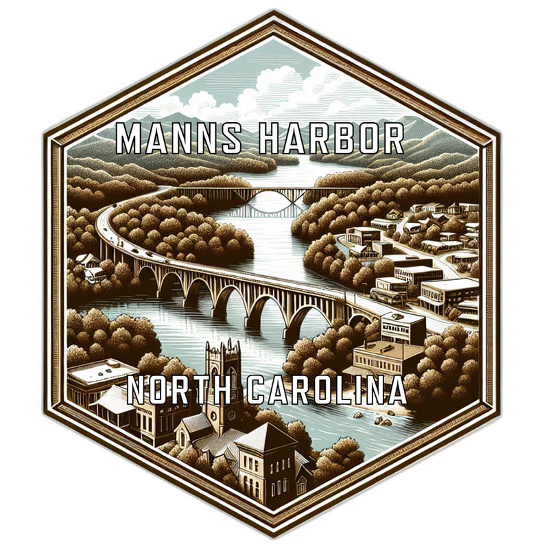 Manns Harbor North Carolina Souvenir Travel Destination Die Cut Hexagon Fridge Magnet 2-Inch