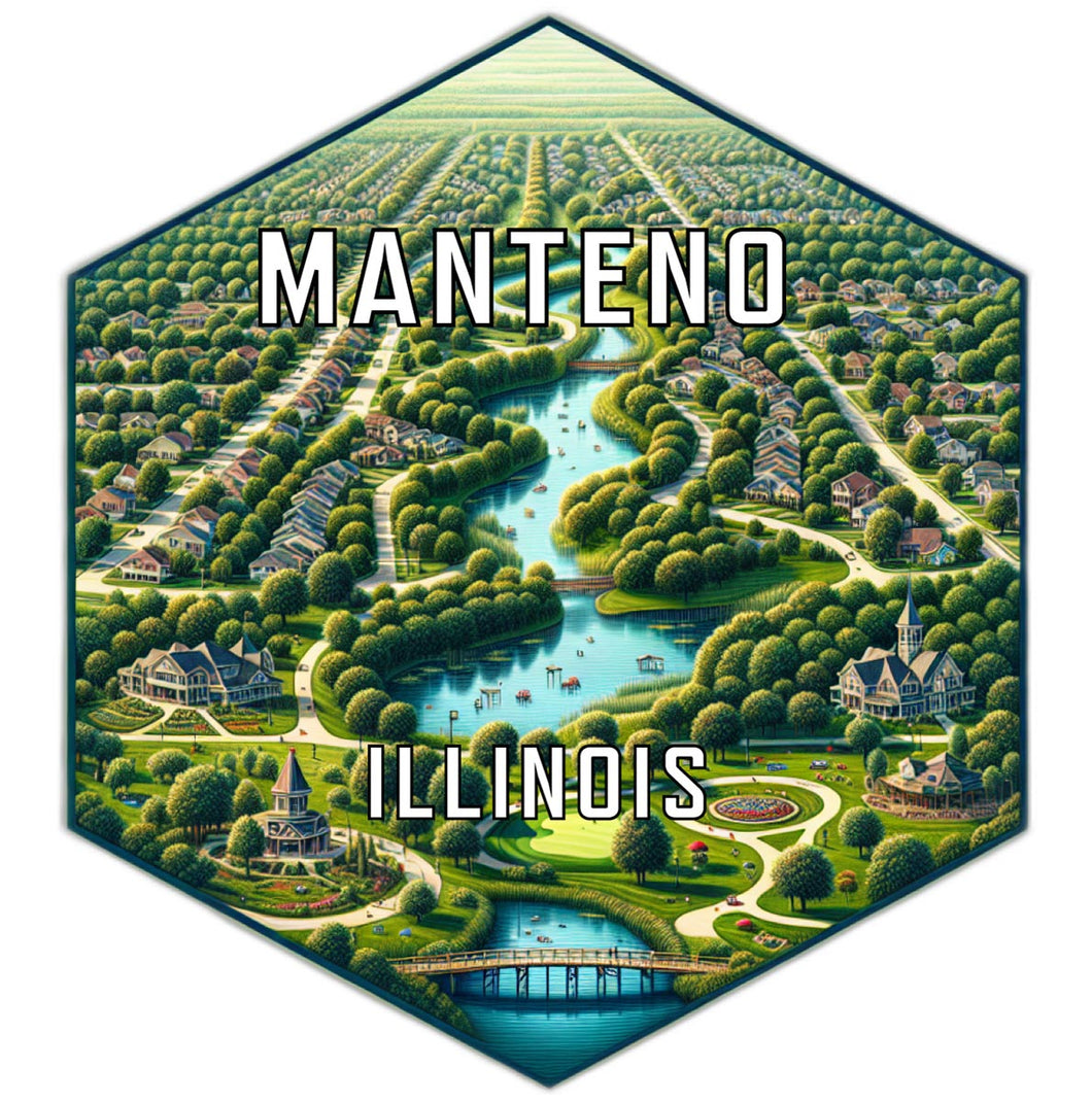 Manteno Illinois Souvenir Travel Destination Die Cut Hexagon Fridge Magnet 2-Inch