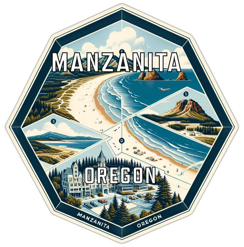Manzanita Oregon Souvenir Travel Destination Die Cut Hexagon Fridge Magnet 2-Inch