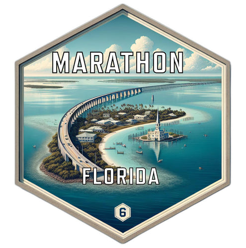 Marathon Florida Souvenir Travel Destination Die Cut Hexagon Fridge Magnet 2-Inch